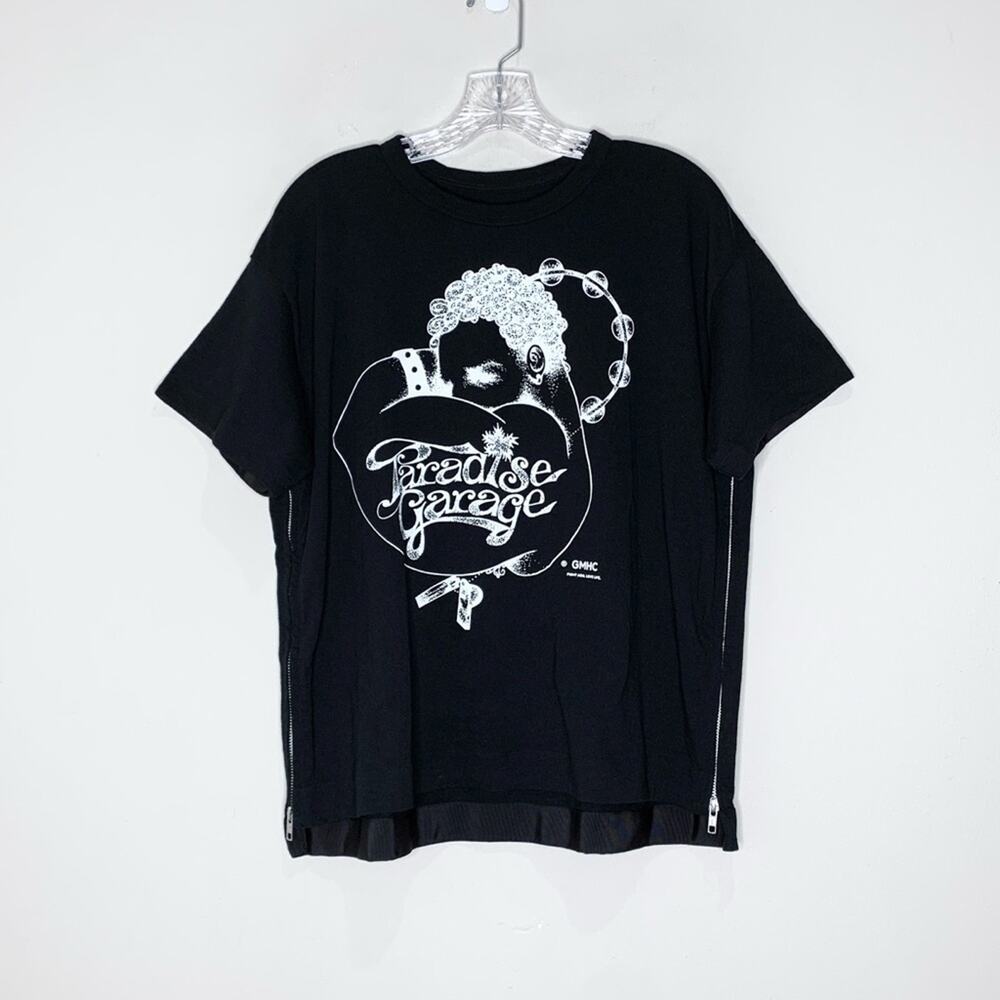 Sacai Paradise Garage Side Zip T-Shirt (Sz 4 / XL) Deconstructed Tee Black White